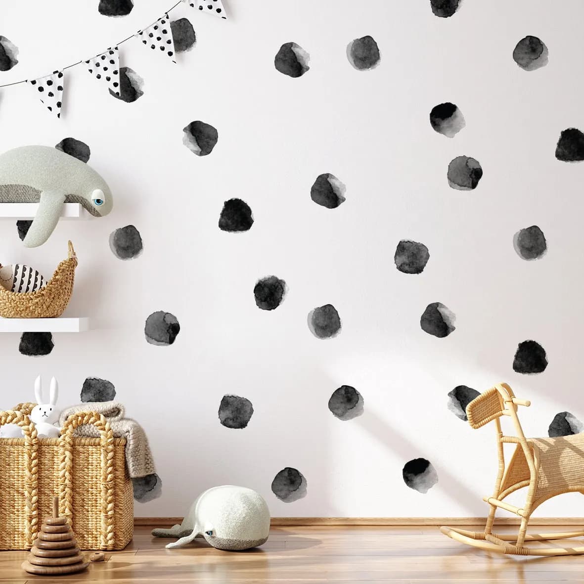 Bodky na stenu. Akvarelové bodky, tmavé bodky na stenu – Samolepiace dekorácie na stenu