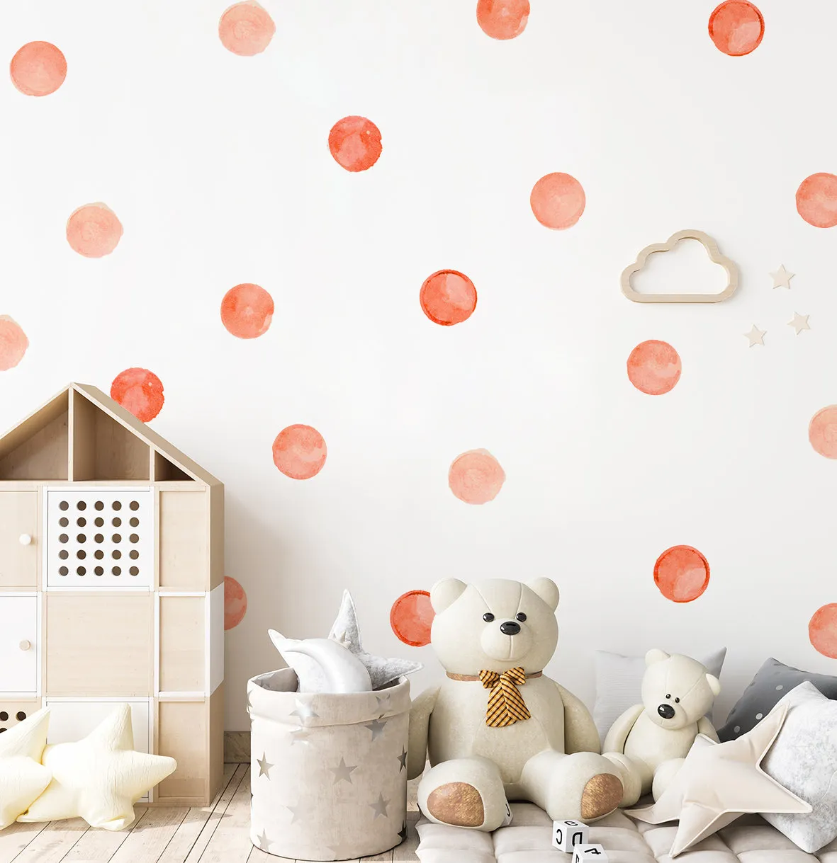 Bodky na stenu. Akvarelové bodky, oranžove bodky na stenu – Samolepiace dekorácie na stenu