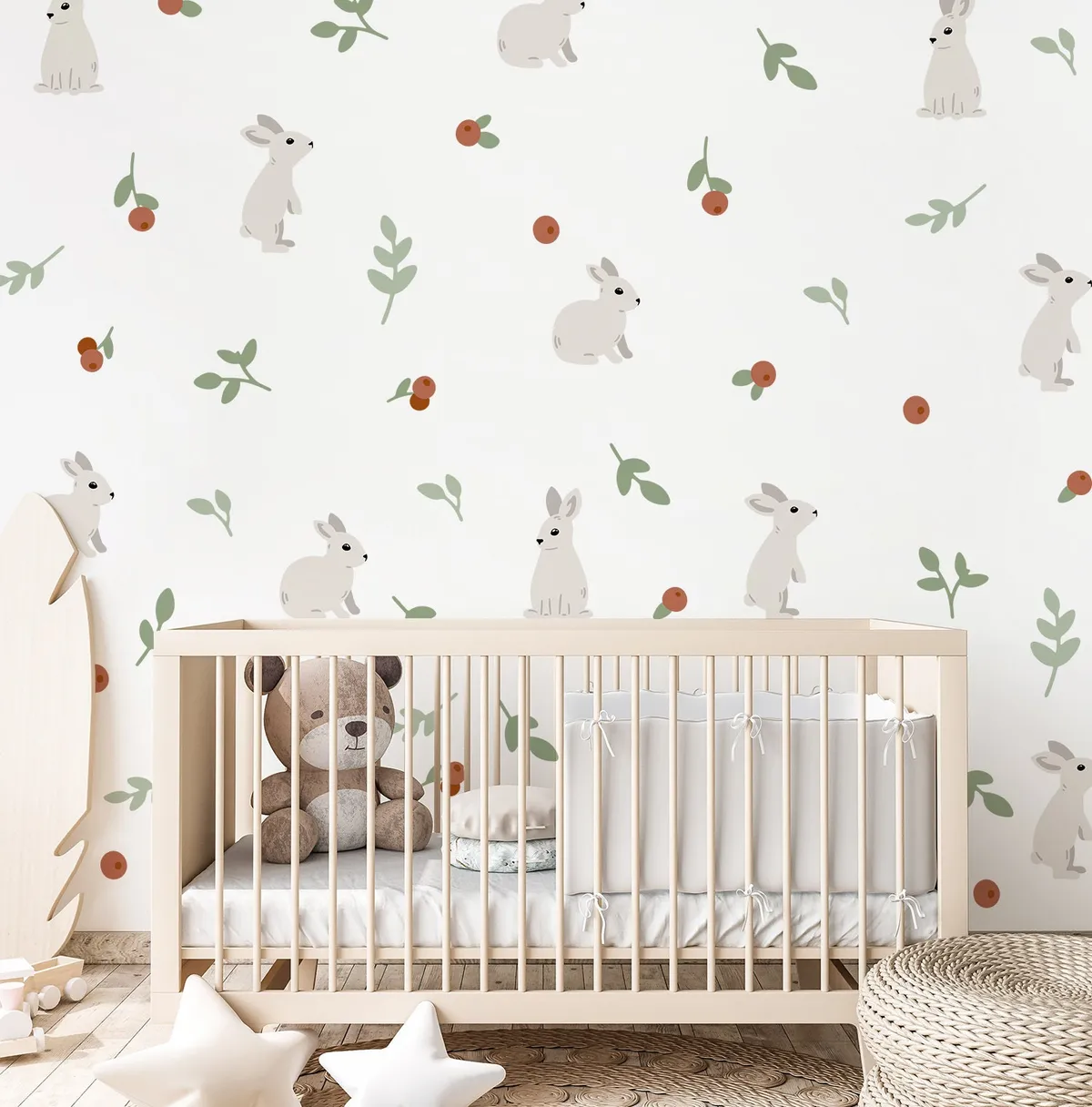 Detská izba nálepky na stenu. Akvarelové králik – Samolepiace dekorácie na stenu