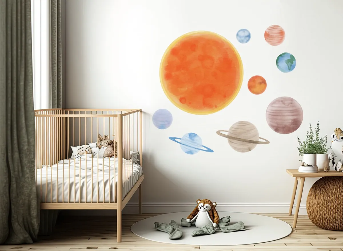 Slnečná sústava Nálepka na stenu. Vesmír pre detskú izbu – Samolepiace dekorácie na stenu