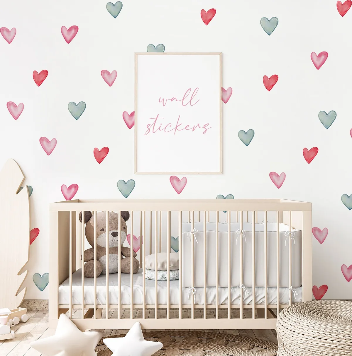 Srdcia Nálepky na stenu. Pastelové Srdcia – Samolepiace dekorácie na stenu