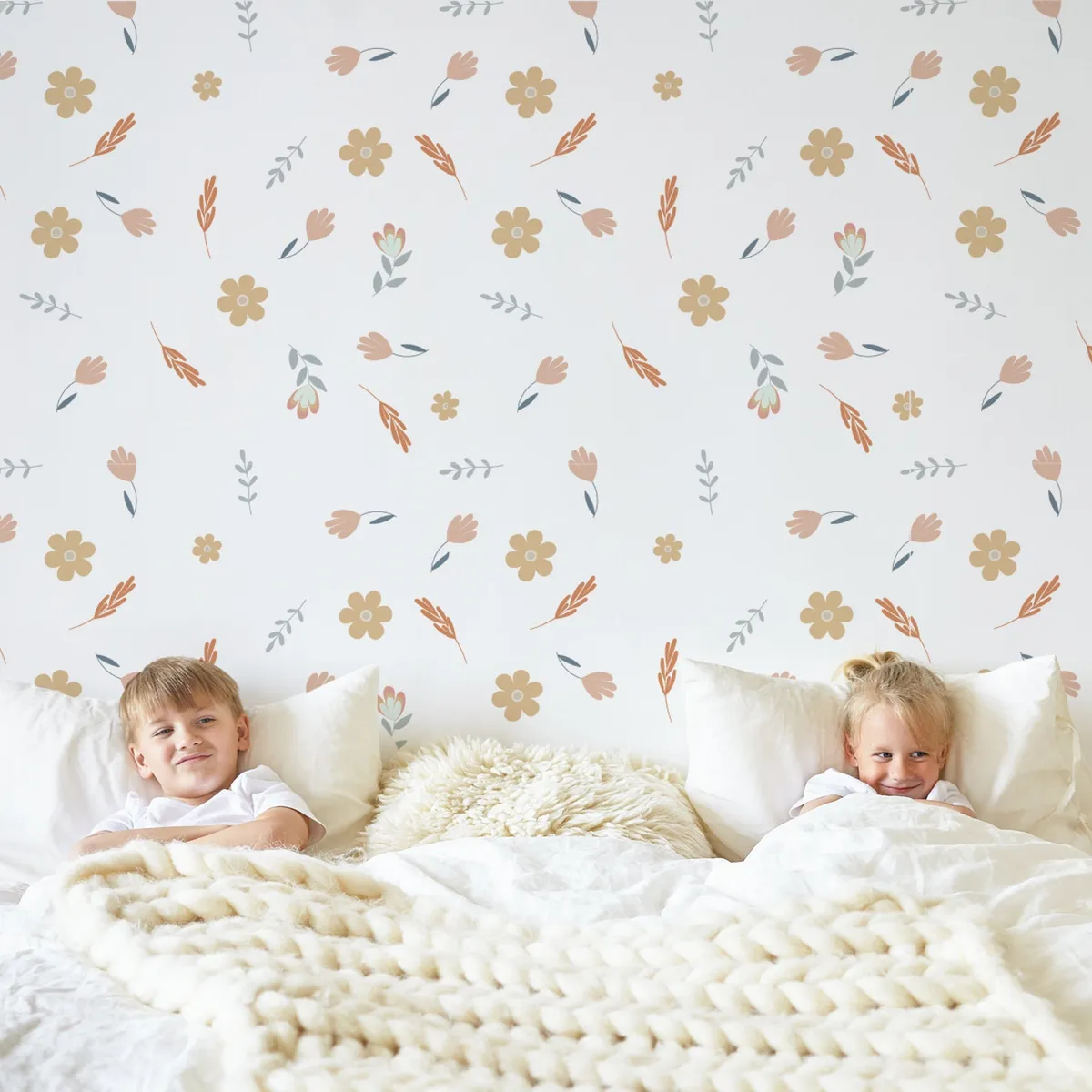 Kvetinové nálepky na stenu. Abstraktné kvetinové, pastelové kvetinové nálepky na stenu (5) – Kvetinové nálepky na stenu do interiéru