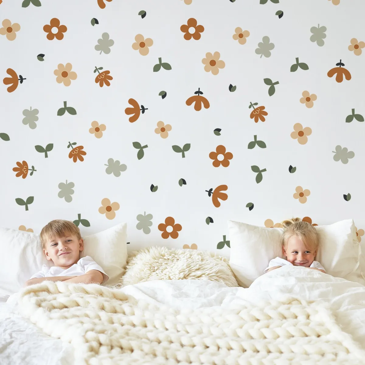 Kvetinové nálepky na stenu. Abstraktné kvetinové, pastelové kvetinové nálepky na stenu (8) – Kvetinové nálepky na stenu do interiéru