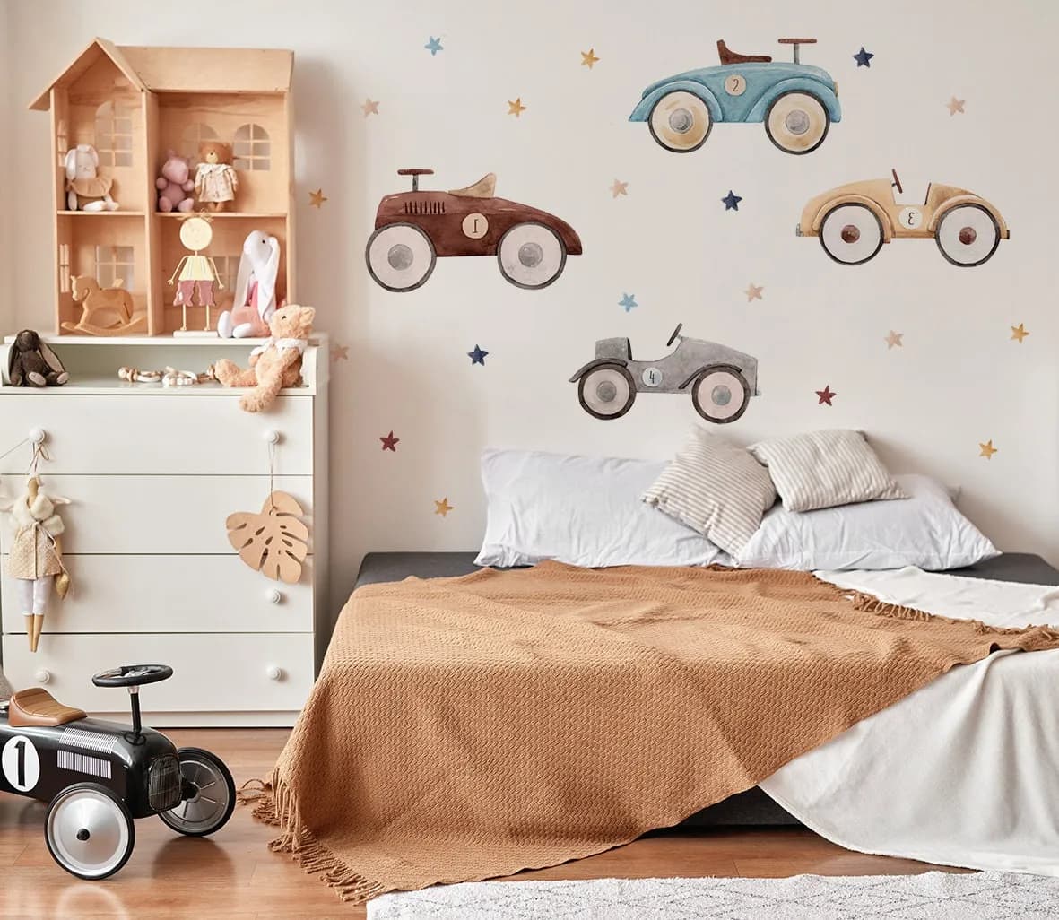 Obrovská sada nálepiek na stenu. Cars & stars farebné abstraktné – Samolepiace dekorácie na stenu