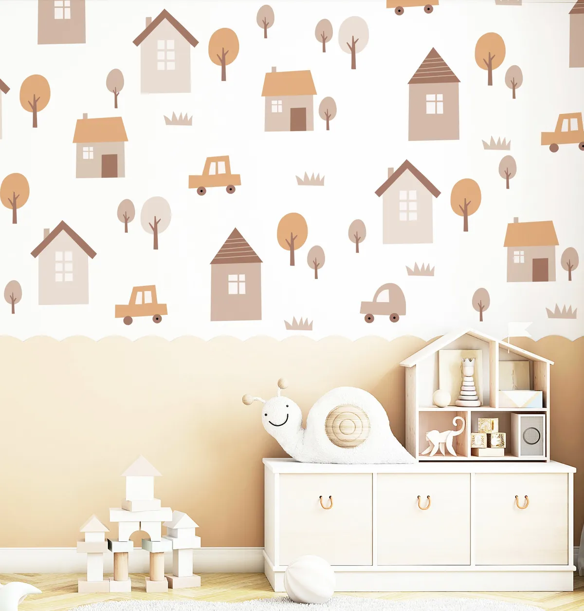 Nálepky na stenu vidiek. Domy a stromy (2) – Samolepiace dekorácie na stenu