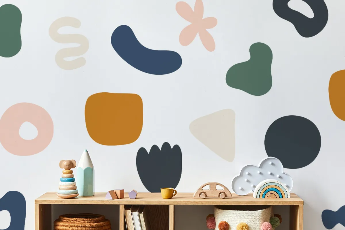 Obrovská sada nálepiek na stenu. Pastelové tvary farebné abstraktné – Samolepiace dekorácie na stenu