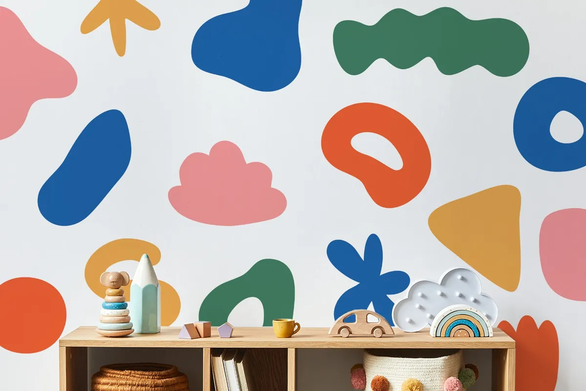 Obrovská sada nálepiek na stenu. Pastelové tvary farebné abstraktné (3) – Samolepiace dekorácie na stenu