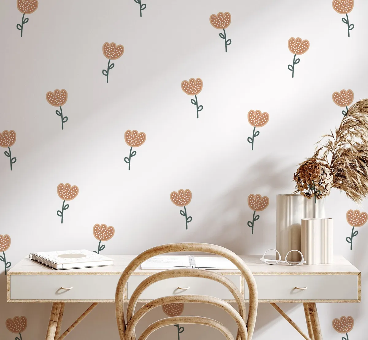 Kvetinové nálepky na stenu. Abstraktné kvetinové, pastelové kvetinové nálepky na stenu – Kvetinové nálepky na stenu do interiéru