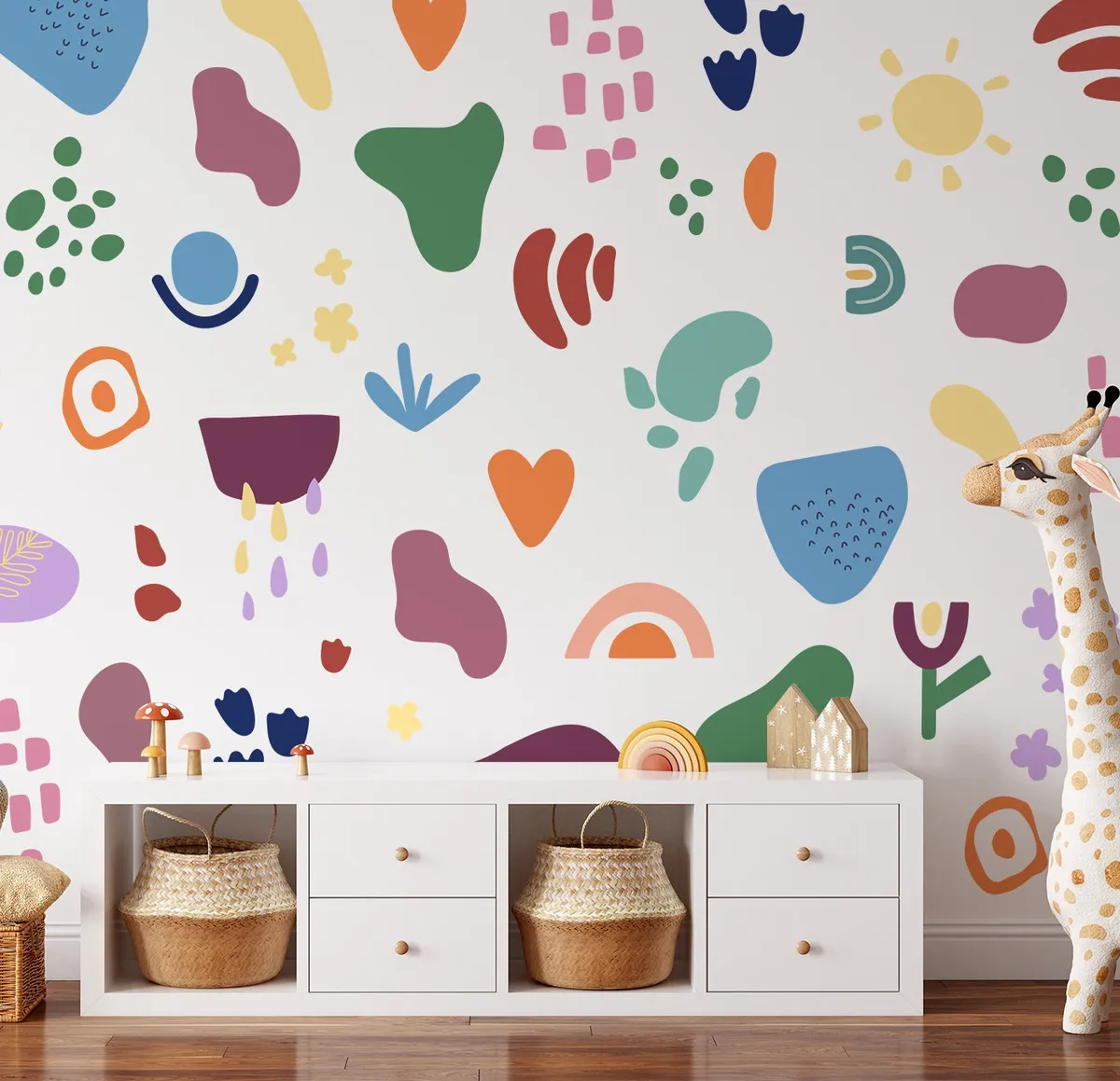 Samolepka na stenu. Abstraktné tvary (3) – Samolepiace dekorácie na stenu