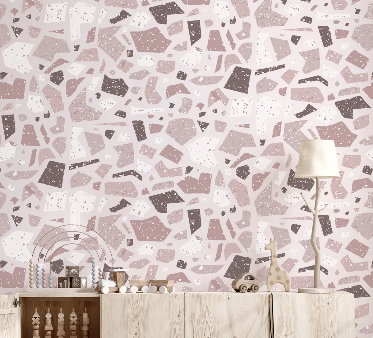 Obrovská sada nálepiek na stenu. Terazzo farebné abstraktné – Samolepiace dekorácie na stenu