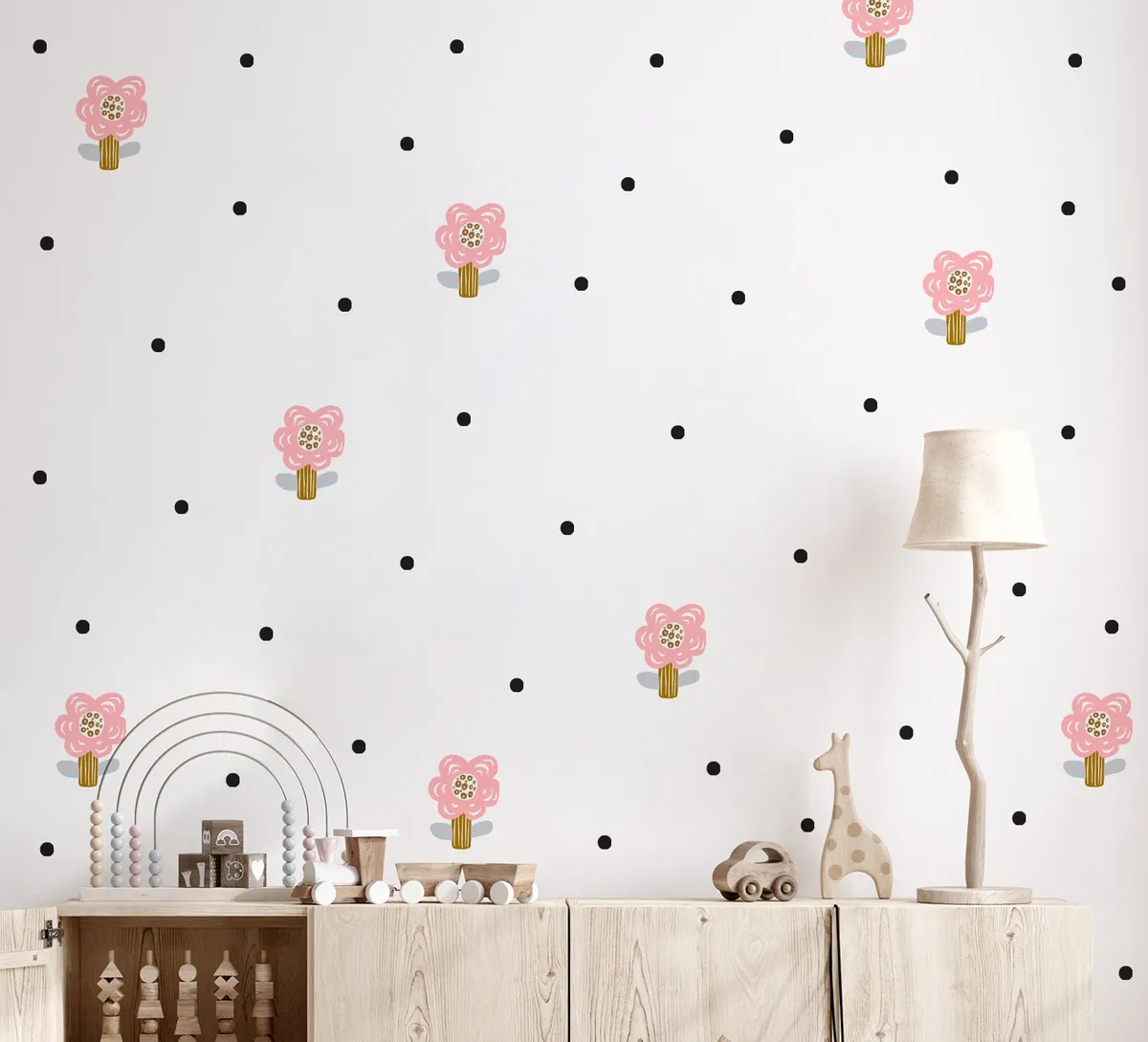 Kvetinové nálepky na stenu. Abstraktné kvetinové, farebné kvetinové nálepky na stenu – Kvetinové nálepky na stenu do interiéru