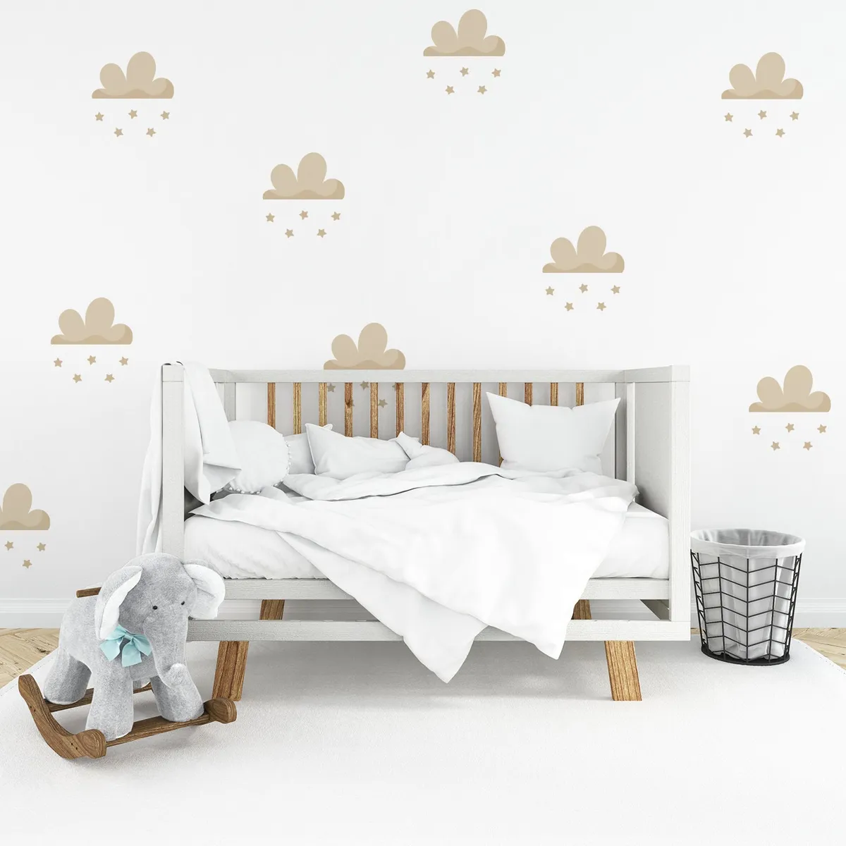 Boho Nálepky na stenu. Abstraktné mraky – Samolepiace dekorácie na stenu