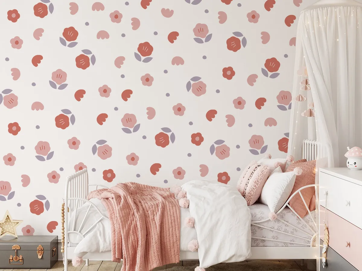 Kvetinové nálepky na stenu. Abstraktné kvetinové, pastelové kvetinové nálepky na stenu (3) – Kvetinové nálepky na stenu do interiéru