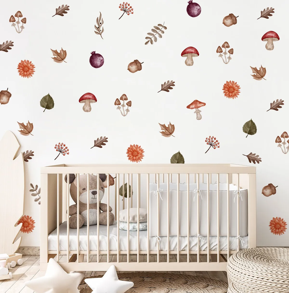 Kvetinové nálepky na stenu. Lesné kvetinové – Kvetinové nálepky na stenu do interiéru