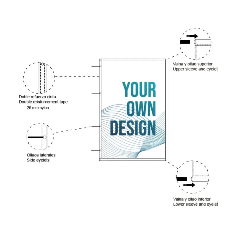 Vlajka s očkami a tunelom náhľad 3