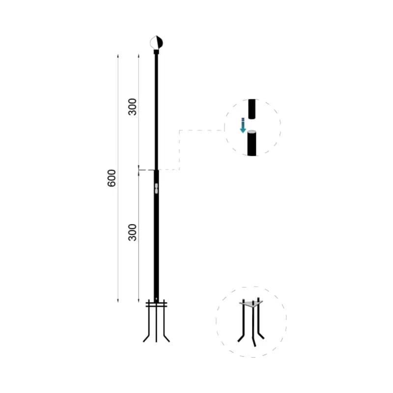 6-metrový inštitucionálny hliníkový stožiar náhľad 4