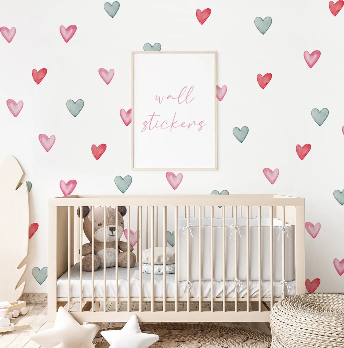 Srdcia Nálepky na stenu. Pastelové Srdcia – Samolepiace dekorácie na stenu
