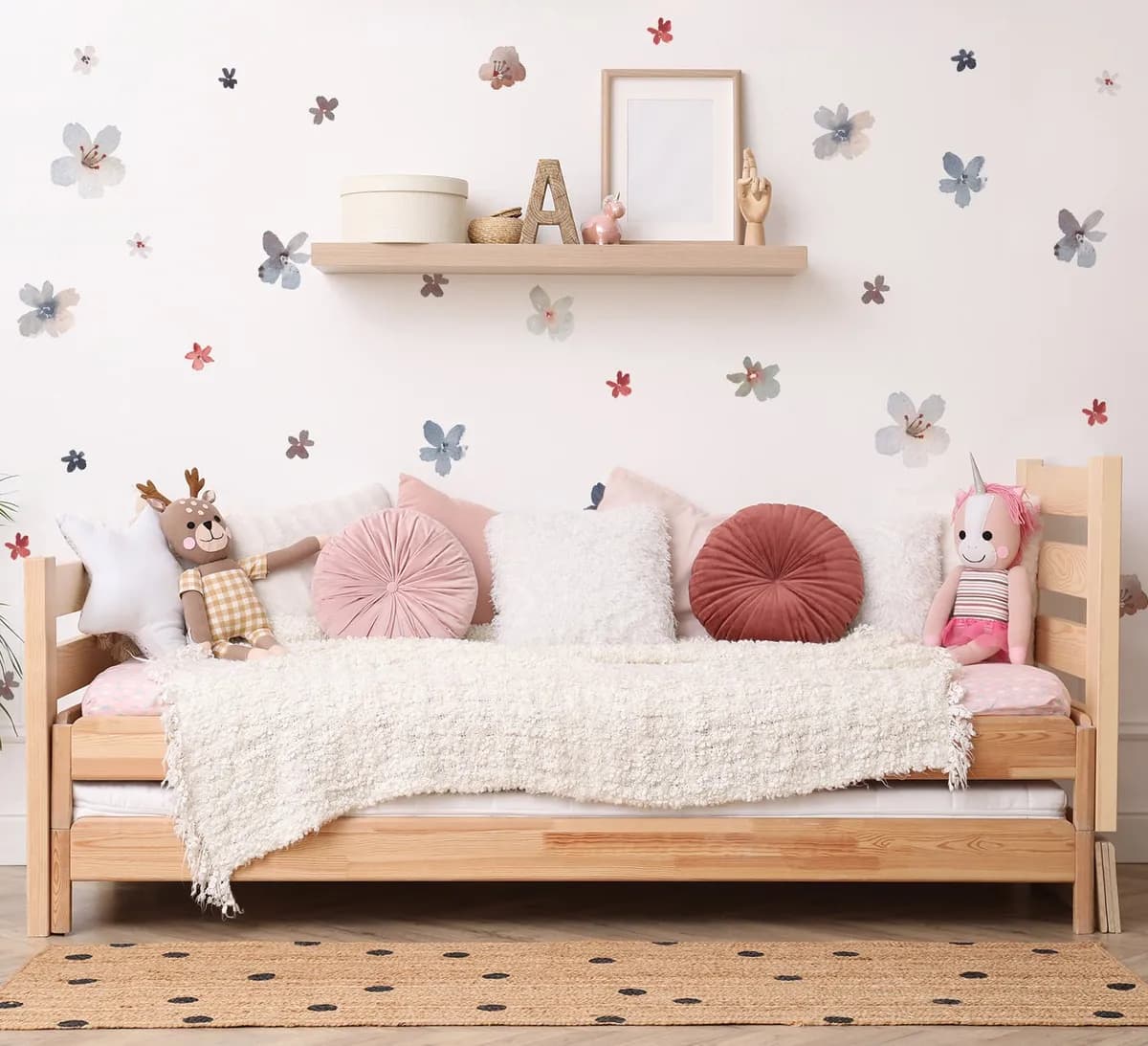 Kvetinové nálepky na stenu. Akvarel botanické dekorácie – Kvetinové nálepky na stenu do interiéru