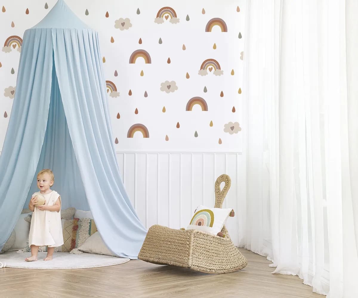 Boho Nálepky na stenu. Abstraktné kvety – Kvetinové nálepky na stenu do interiéru