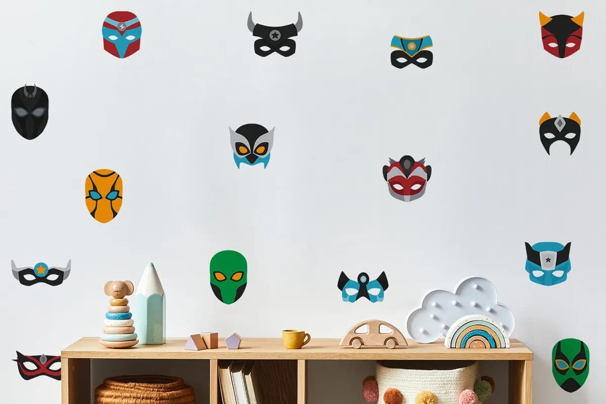 Nálepky na stenu masky superhrdinov. Masky superhrdinov – Hravé nálepky na stenu pre deti