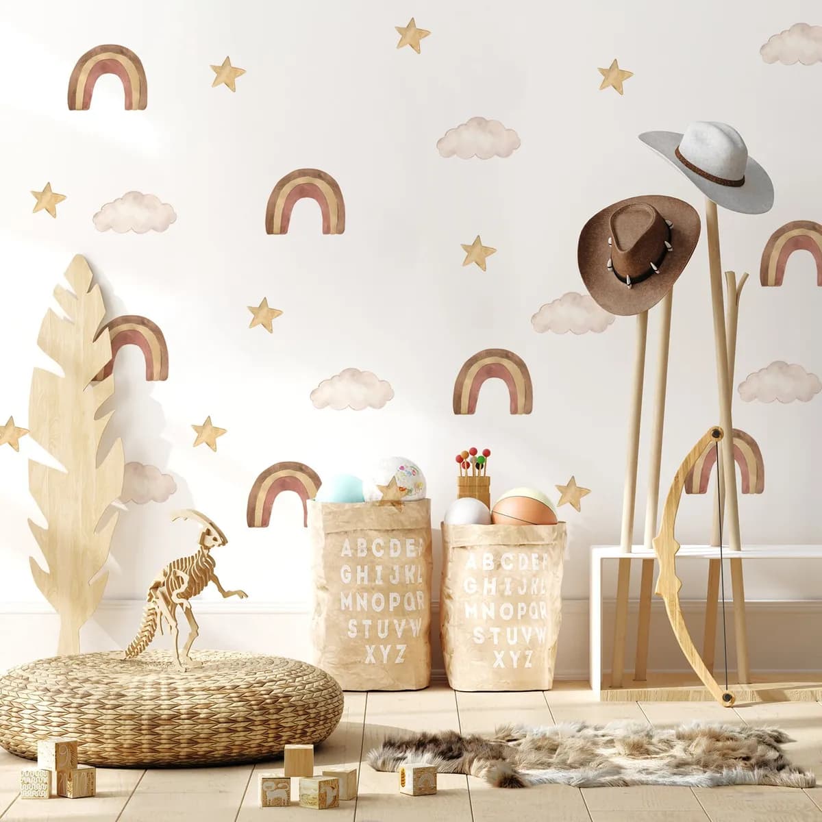 Dúhová nálepka na stenu. Pastelové rainbows – Samolepiace dekorácie na stenu