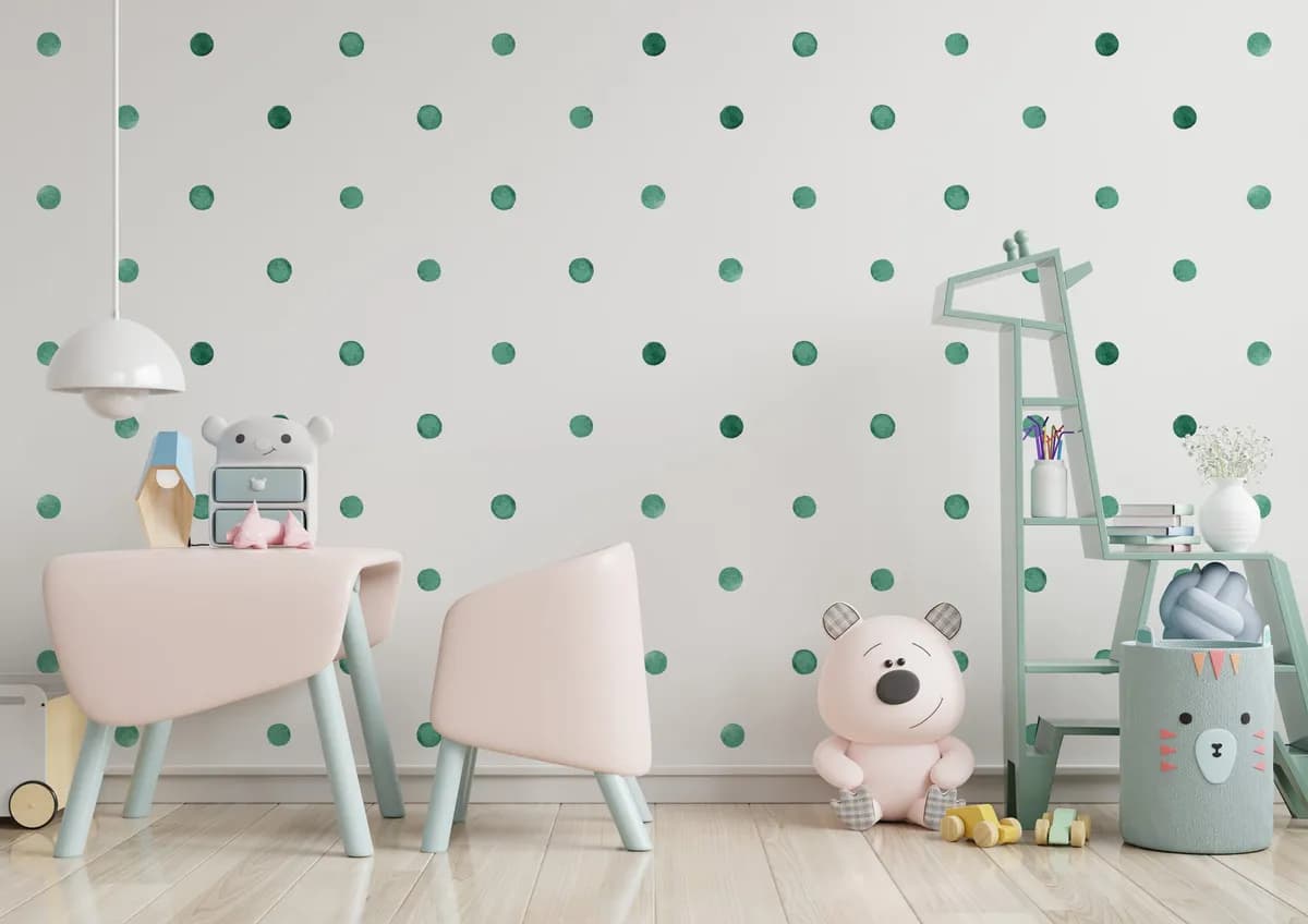 Bodky na stenu. Ružové bodky – Samolepiace dekorácie na stenu