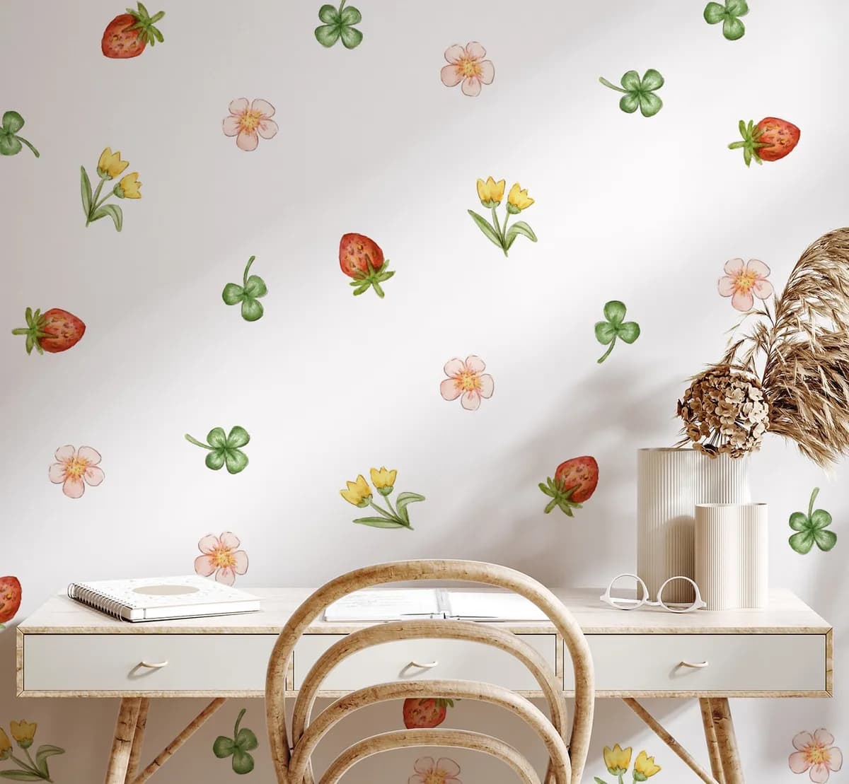 Kvetinové nálepky na stenu. Lesné kvetinové (2) – Kvetinové nálepky na stenu do interiéru