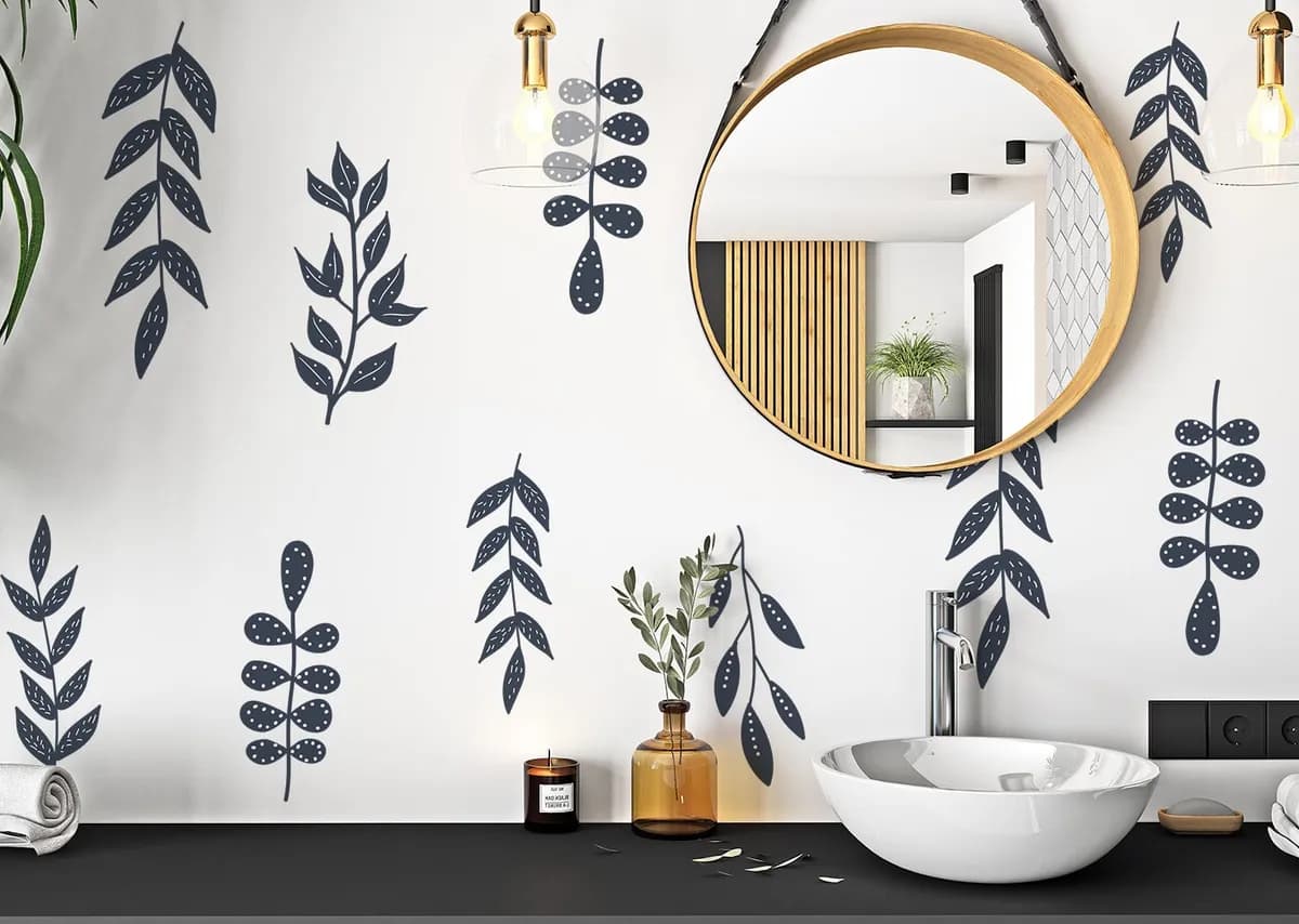 Boho Nálepky na stenu. Abstraktné listy – Samolepiace dekorácie na stenu