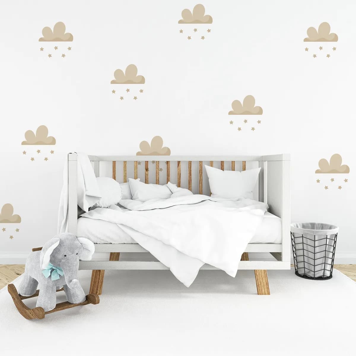 Boho Nálepky na stenu. Abstraktné mraky – Samolepiace dekorácie na stenu