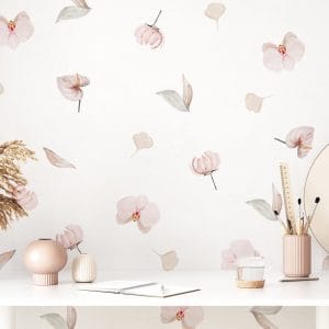 Kvetinové samolepky na stenu. Akvarelové kvetinové – Kvetinové nálepky na stenu do interiéru