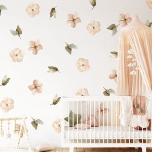 Kvetinové nálepky na stenu. Pastelové kvety (3) – Kvetinové nálepky na stenu do interiéru