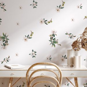 Kvetinové nálepky na stenu. Pastelové kvety (4) – Kvetinové nálepky na stenu do interiéru