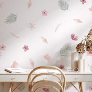 Kvetinové nálepky na stenu. Pastelové kvety (6) – Kvetinové nálepky na stenu do interiéru