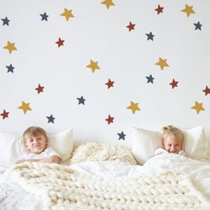 Boho Nálepky na stenu. Opakovane použiteľné textilné – Samolepiace dekorácie na stenu