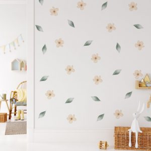 Kvetinové nálepky na stenu. Pastelové kvety (8) – Kvetinové nálepky na stenu do interiéru