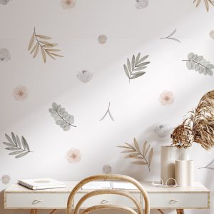 Kvetinové nálepky na stenu. Pastelové kvety (10) – Kvetinové nálepky na stenu do interiéru