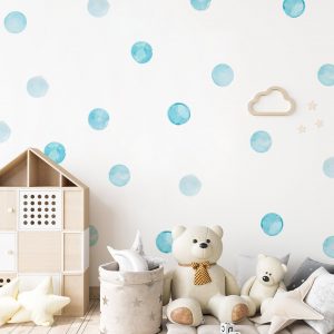 Bodky na stenu. Akvarelové bodky,  tyrkysové bodky – Samolepiace dekorácie na stenu