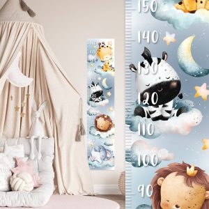 Nálepka na stenu s grafom rastu. Roztomilé spiace zvieratá pre deti – Hravé nálepky na stenu pre deti