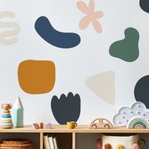 Obrovská sada nálepiek na stenu. Pastelové tvary farebné abstraktné – Samolepiace dekorácie na stenu