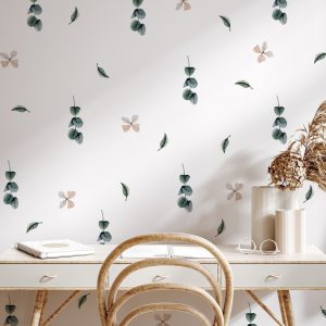 Boho Nálepky na stenu. Abstraktné listy, kvety – Kvetinové nálepky na stenu do interiéru