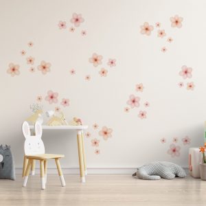 Kvetinové nálepky na stenu. Pastelové kvety (11) – Kvetinové nálepky na stenu do interiéru
