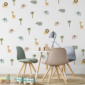 Nálepky na stenu Safari zvieratá. Divoké zvieratá (5) – Hravé nálepky na stenu pre deti