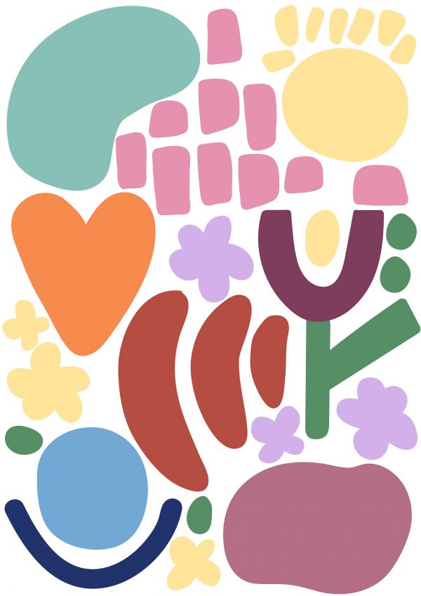 Samolepka na stenu. Abstraktné tvary (3) – Samolepiace dekorácie na stenu 2 Objednajte tlač online – rýchlo a bez starostí. Doručenie po celom Slovensku. Letáky, vizitky, bannery, billboardy a viac. - Štýlové samolepiace nálepky na stenu – jednoduchá aplikácia, kvalitná tlač a dlhá životnosť.