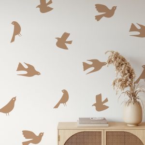 Boho nálepky na stenu. Abstraktné vtáky – Samolepiace dekorácie na stenu