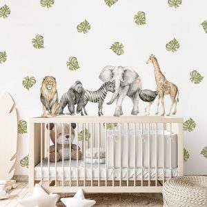 Safari nálepka na stenu. Safari zvieratá – Hravé nálepky na stenu pre deti