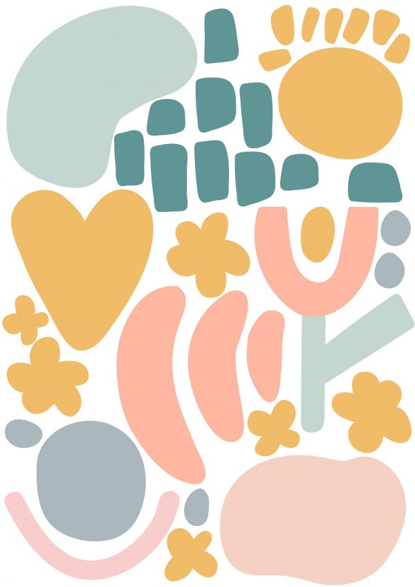 Samolepka na stenu. Abstraktné tvary (5) – Samolepiace dekorácie na stenu 2 Objednajte tlač online – rýchlo a bez starostí. Doručenie po celom Slovensku. Letáky, vizitky, bannery, billboardy a viac. - Štýlové samolepiace nálepky na stenu – jednoduchá aplikácia, kvalitná tlač a dlhá životnosť.