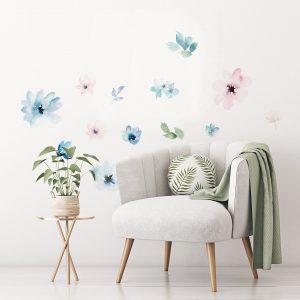 Kvetinové nálepky na stenu. Pastelové kvety (13) – Kvetinové nálepky na stenu do interiéru