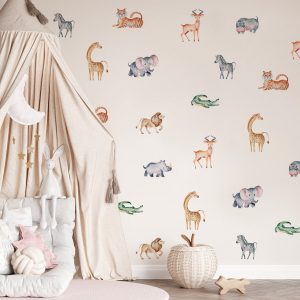 Nálepky na stenu Safari zvieratá. Divoké zvieratá (6) – Hravé nálepky na stenu pre deti