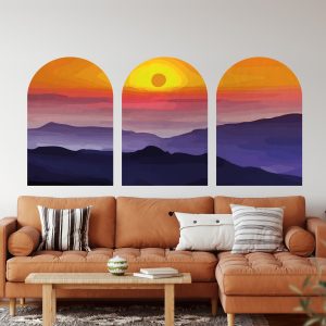 BOHO oblúk Nástenná samolepka. Boho oblúk východ slnka – Samolepiace dekorácie na stenu
