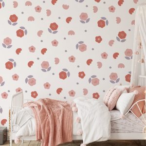 Kvetinové nálepky na stenu. Abstraktné kvetinové, pastelové kvetinové nálepky na stenu (3) – Kvetinové nálepky na stenu do interiéru